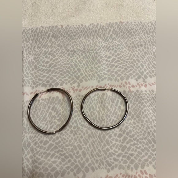 Vintage Silver Hoop Earrings - Picture 7 of 13